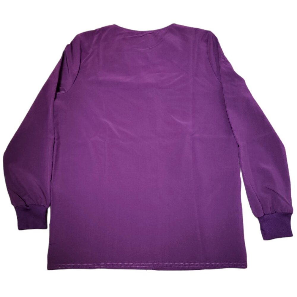 Scrubstar Womens Warm Up Premium Scrub Top XS Jacket Snap Front Stretch Burgundy - Picture 7 of 7